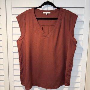 Women's Rust V-Neck Top